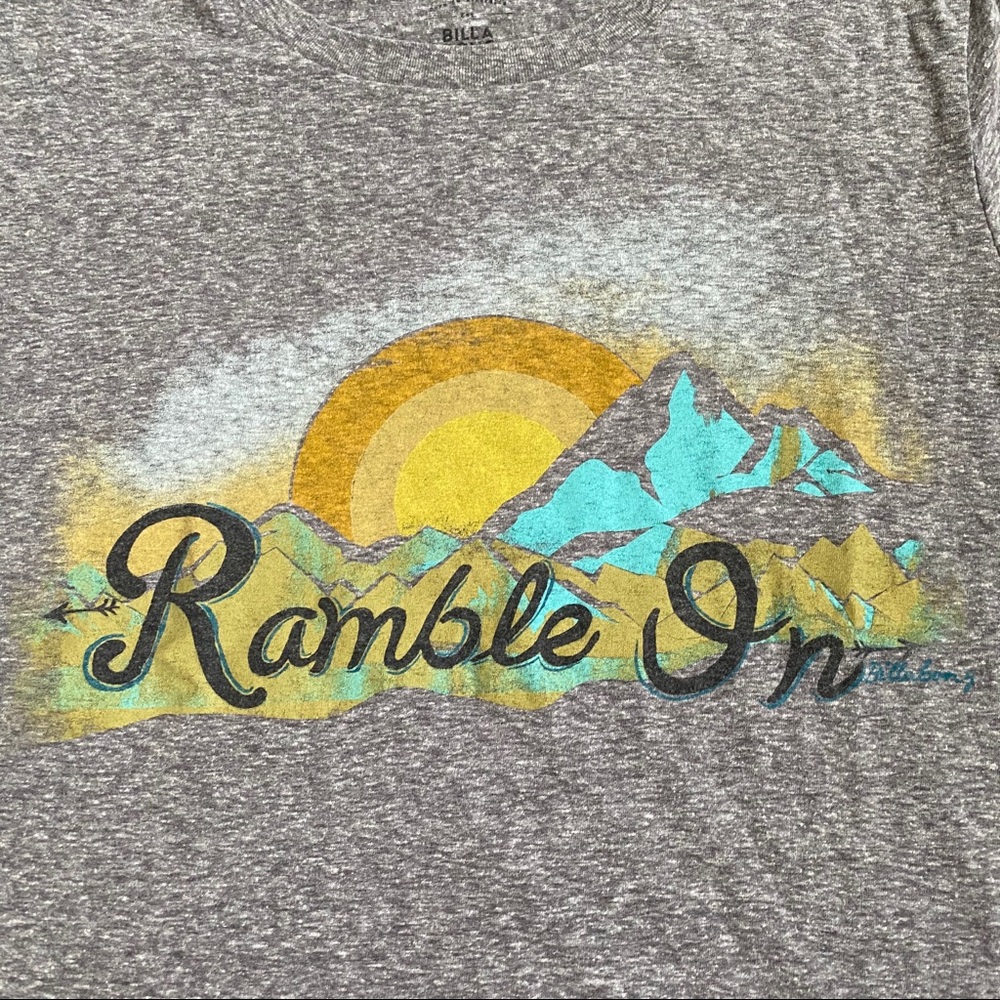 Billabong Gray Tee with Yellow and Blue Graphic